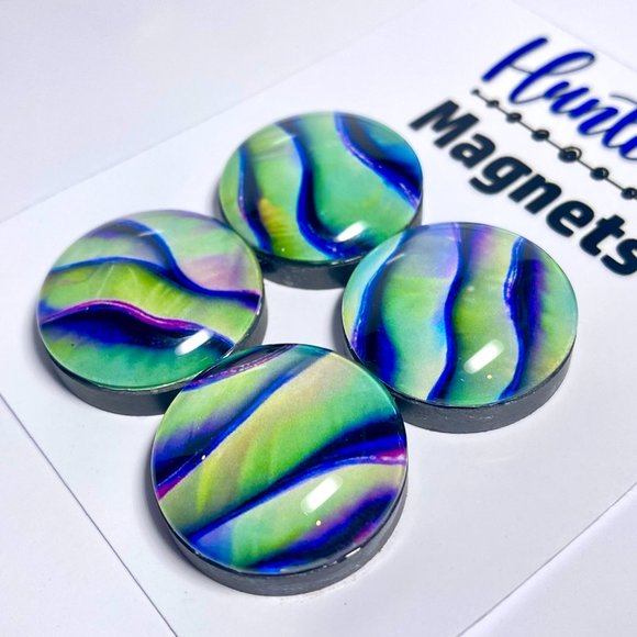Set of 4 Magnets - Holo Lime Glass Refrigerator Kitchen Whiteboard - Picture 3 of 3